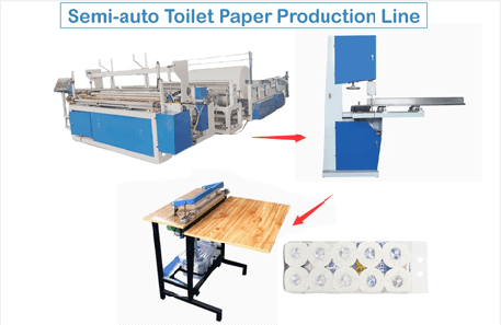 Semi automatic toilet paper processing line