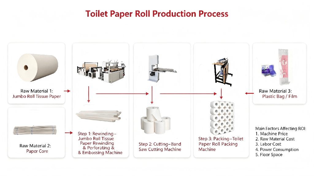Toilet paper roll making process